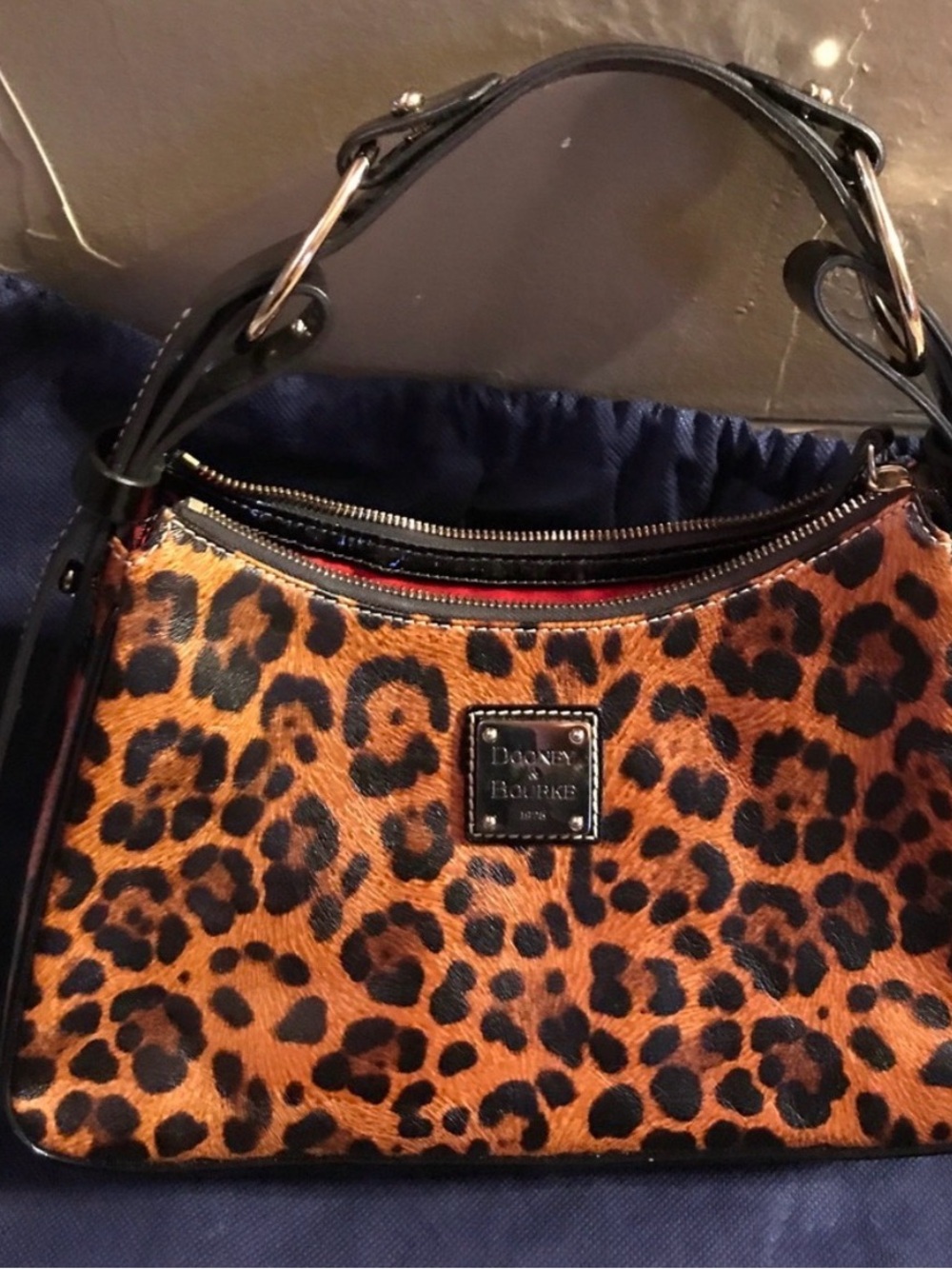 Dooney & Bourke Leopard Print Shoulder Bag in Brown and Black